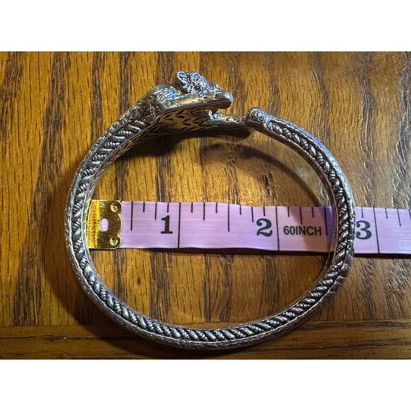 JAI Sterling Silver Leopard Hinged Cuff Bracelet J100326 - Picture 9 of 9